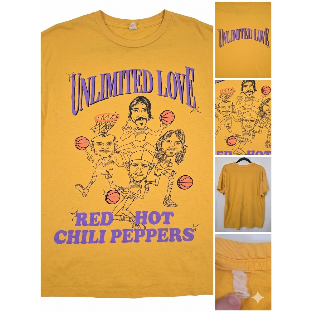 Red Hot Chili Peppers Shirt Unlimited Love Lakers Caricature Band Tee Mens XL